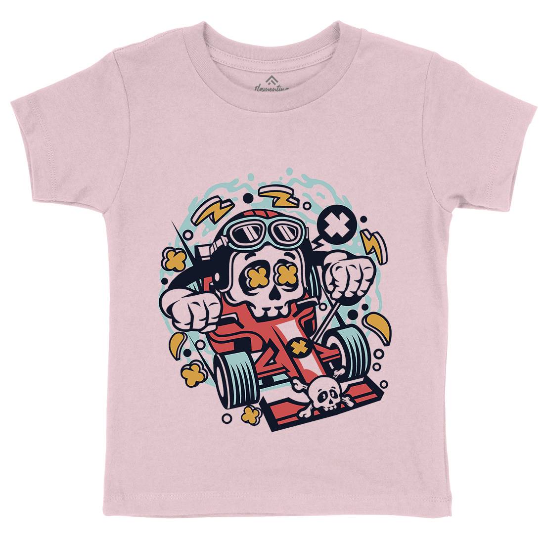 Skull Formula Racer Kids Organic Crew Neck T-Shirt Sport C234