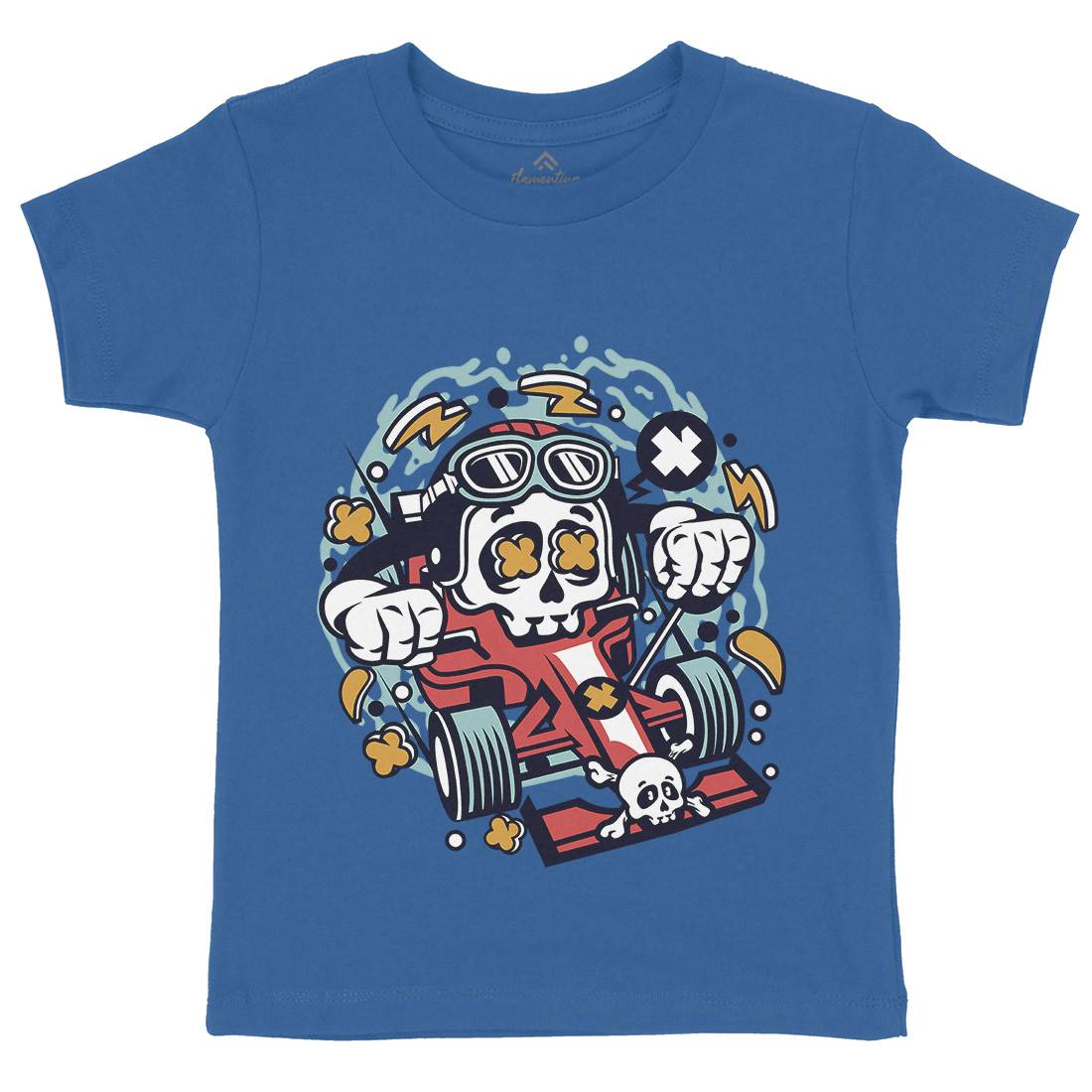 Skull Formula Racer Kids Crew Neck T-Shirt Sport C234