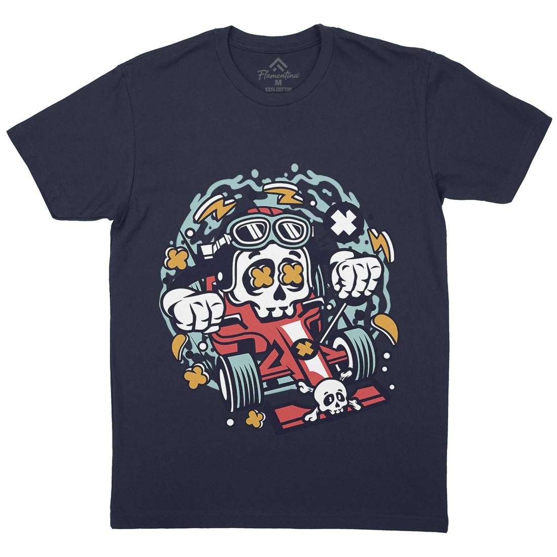 Skull Formula Racer Mens Crew Neck T-Shirt Sport C234