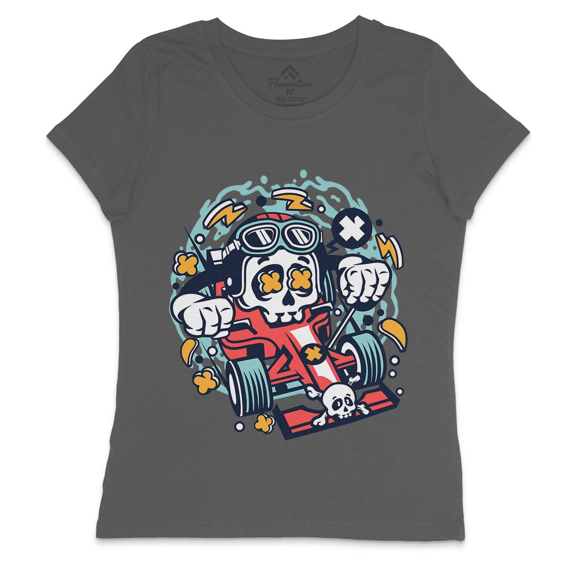 Skull Formula Racer Womens Crew Neck T-Shirt Sport C234