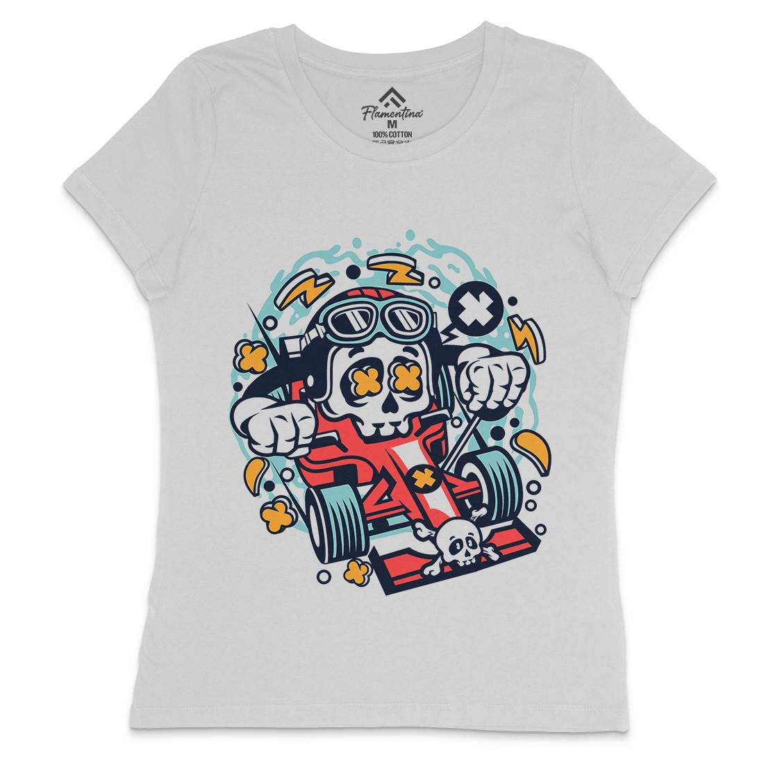 Skull Formula Racer Womens Crew Neck T-Shirt Sport C234
