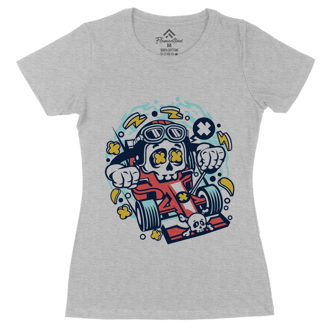Skull Formula Racer Womens Organic Crew Neck T-Shirt Sport C234