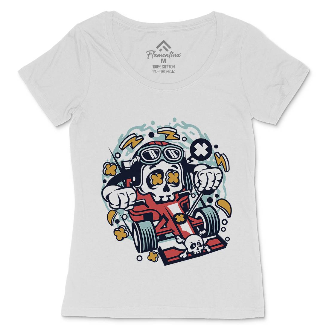 Skull Formula Racer Womens Scoop Neck T-Shirt Sport C234