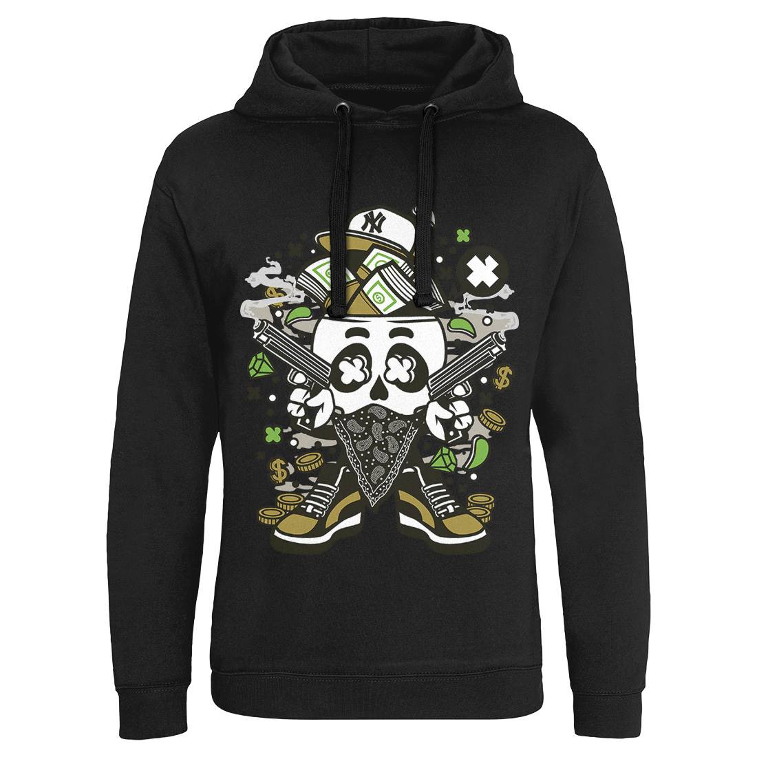 Skull Gangster Mens Hoodie Without Pocket Retro C235