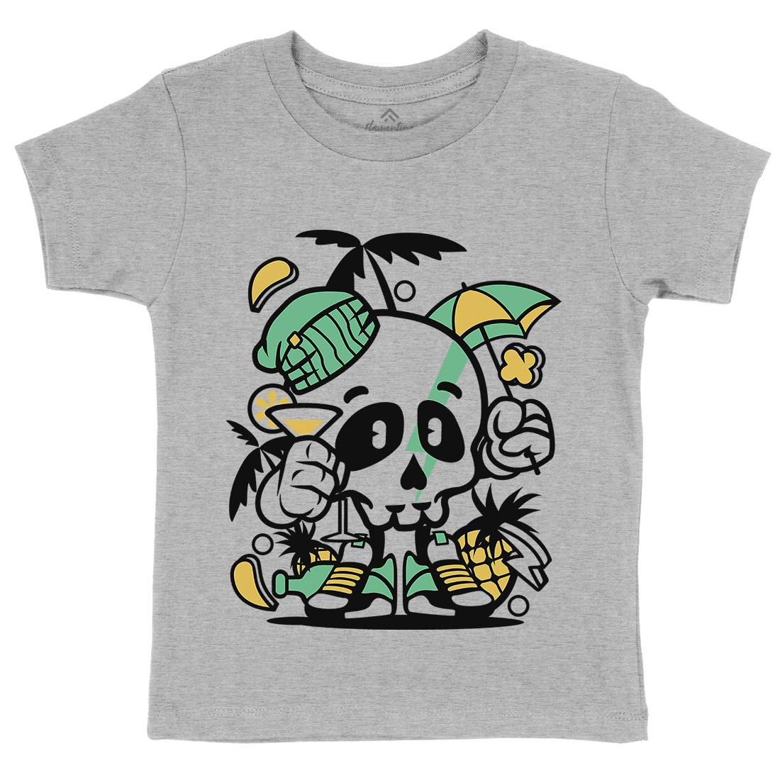 Skull Holiday Kids Organic Crew Neck T-Shirt Retro C237