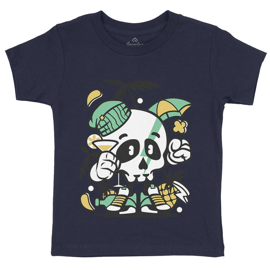 Skull Holiday Kids Crew Neck T-Shirt Retro C237