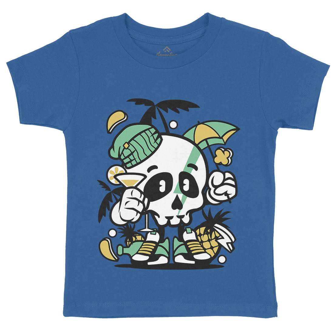 Skull Holiday Kids Organic Crew Neck T-Shirt Retro C237