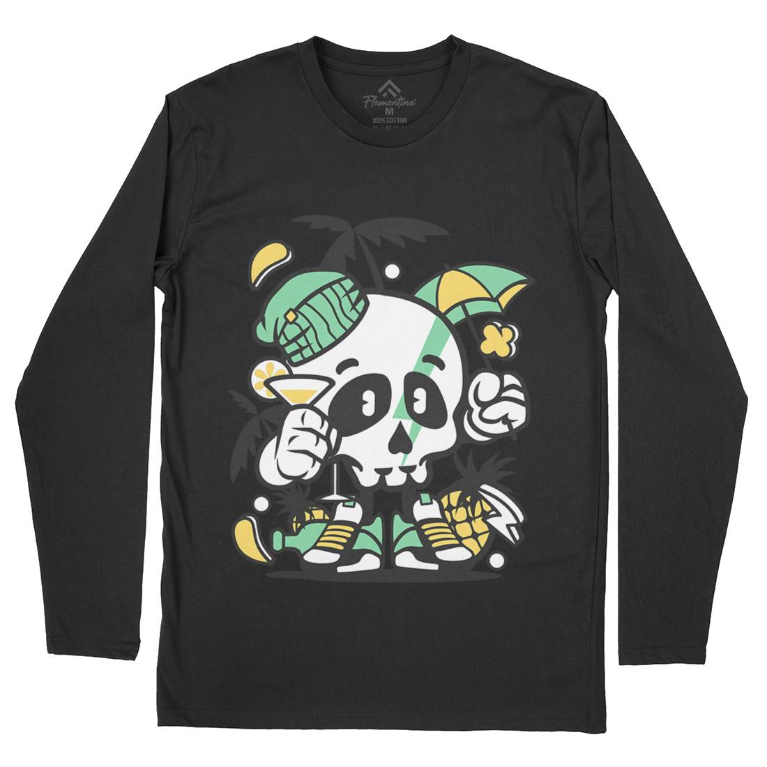 Skull Holiday Mens Long Sleeve T-Shirt Retro C237