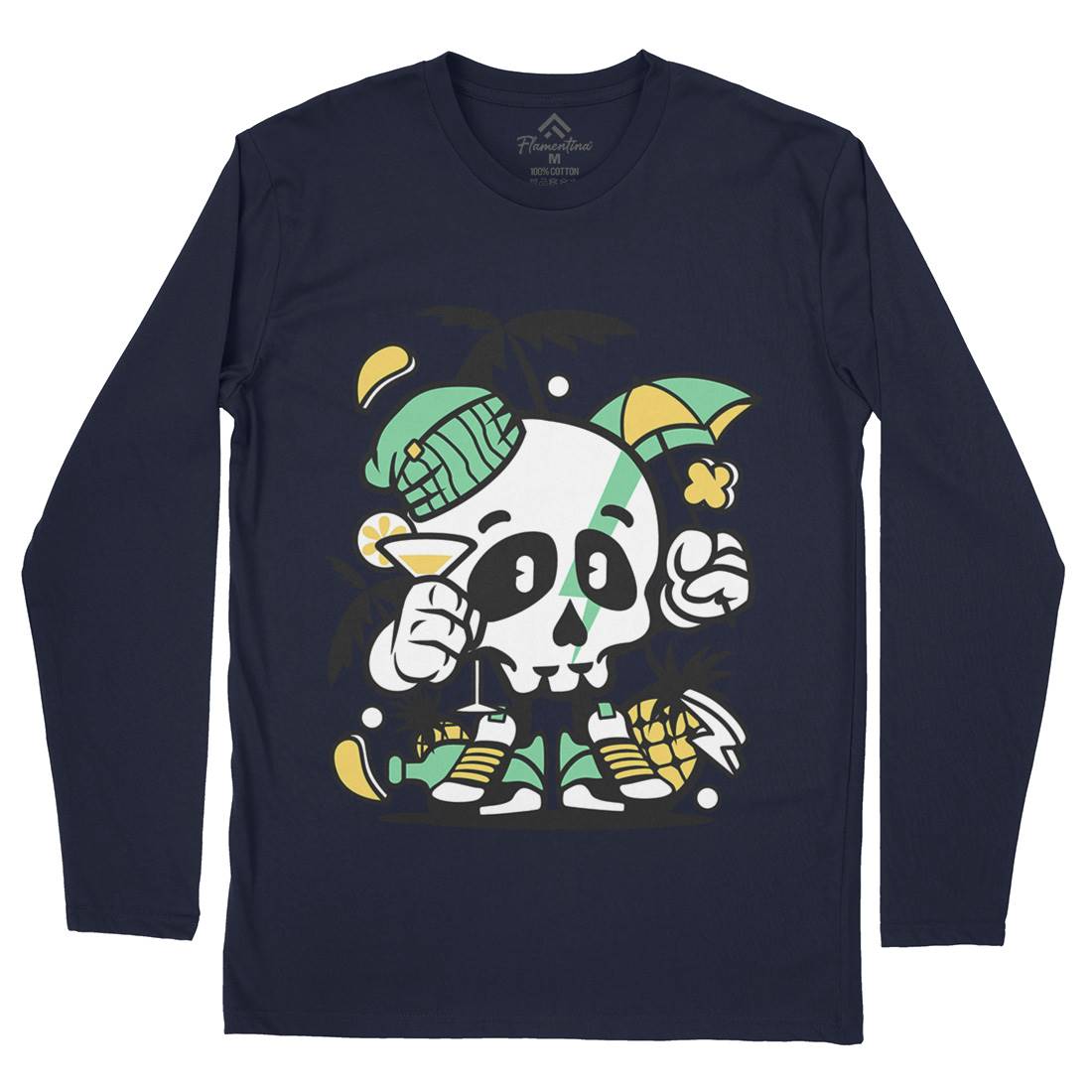 Skull Holiday Mens Long Sleeve T-Shirt Retro C237