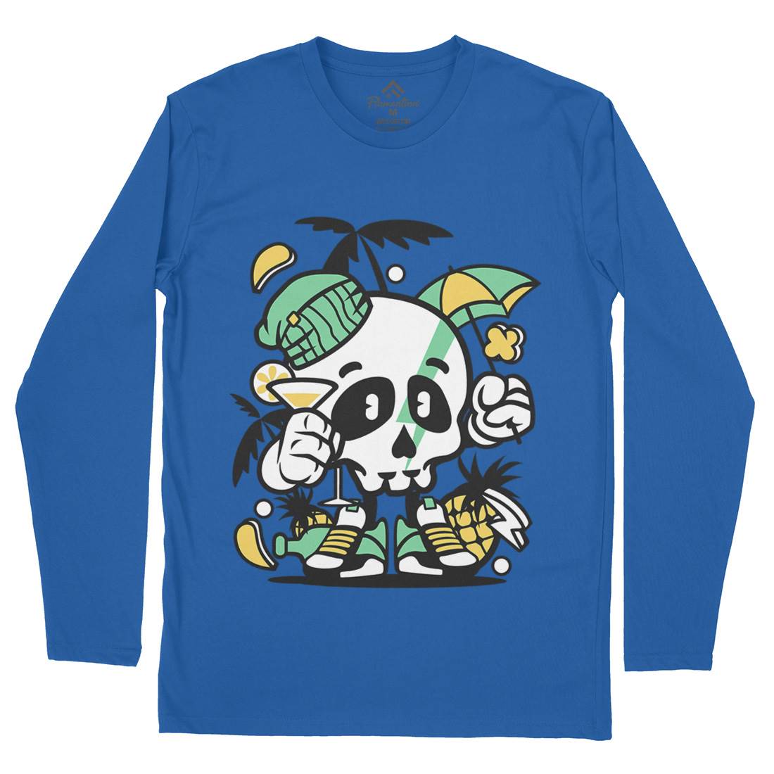 Skull Holiday Mens Long Sleeve T-Shirt Retro C237