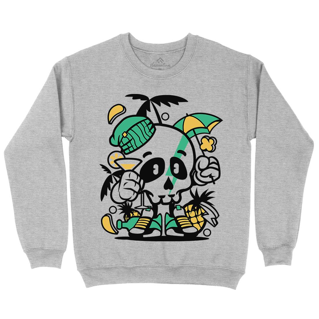 Skull Holiday Kids Crew Neck Sweatshirt Retro C237