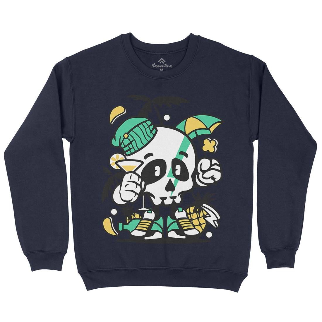 Skull Holiday Mens Crew Neck Sweatshirt Retro C237