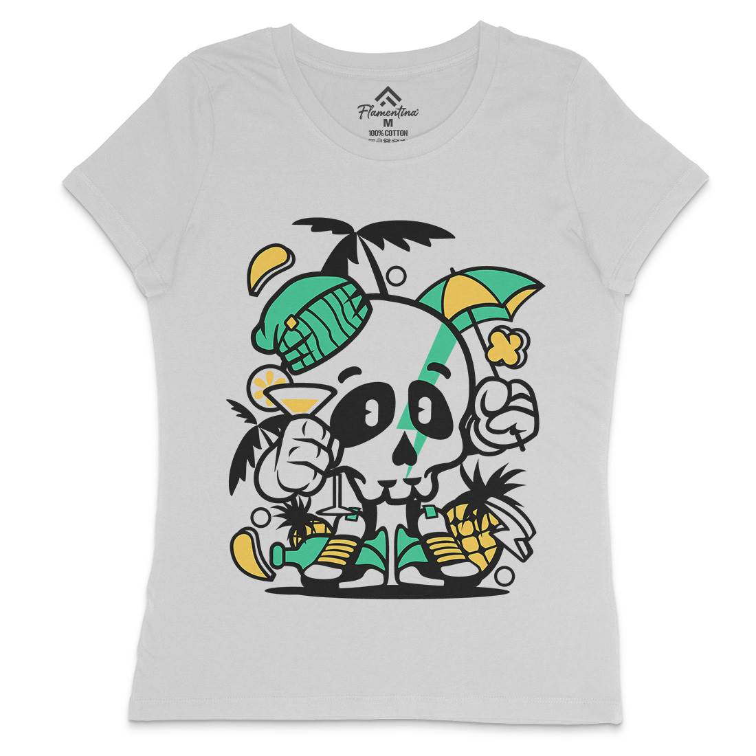 Skull Holiday Womens Crew Neck T-Shirt Retro C237