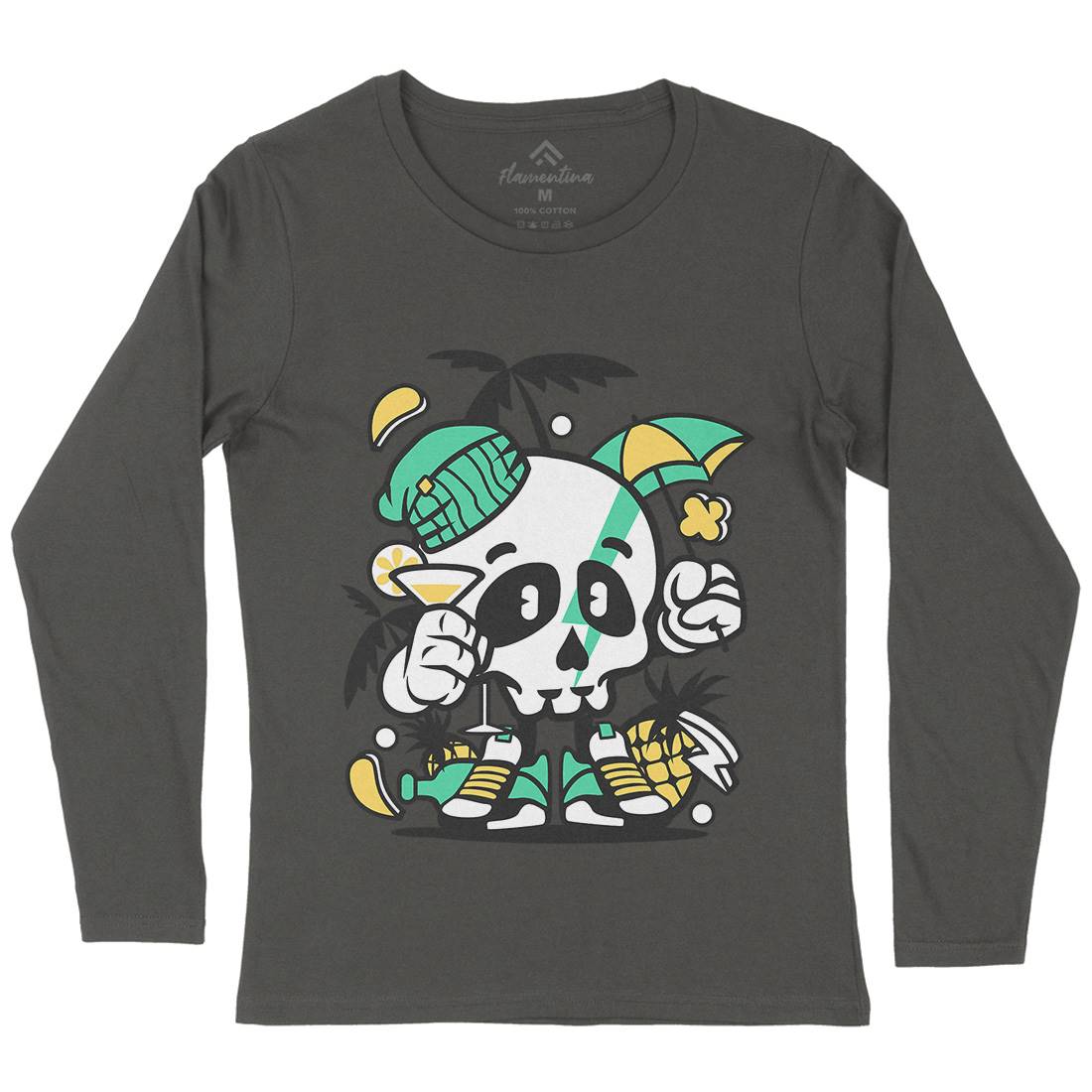 Skull Holiday Womens Long Sleeve T-Shirt Retro C237