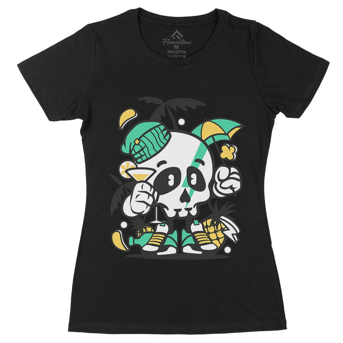 Skull Holiday Womens Organic Crew Neck T-Shirt Retro C237