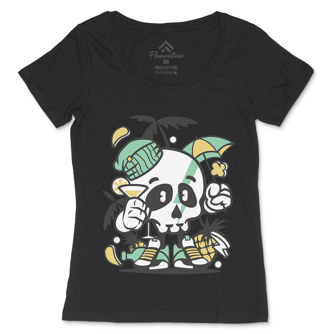 Skull Holiday Womens Scoop Neck T-Shirt Retro C237