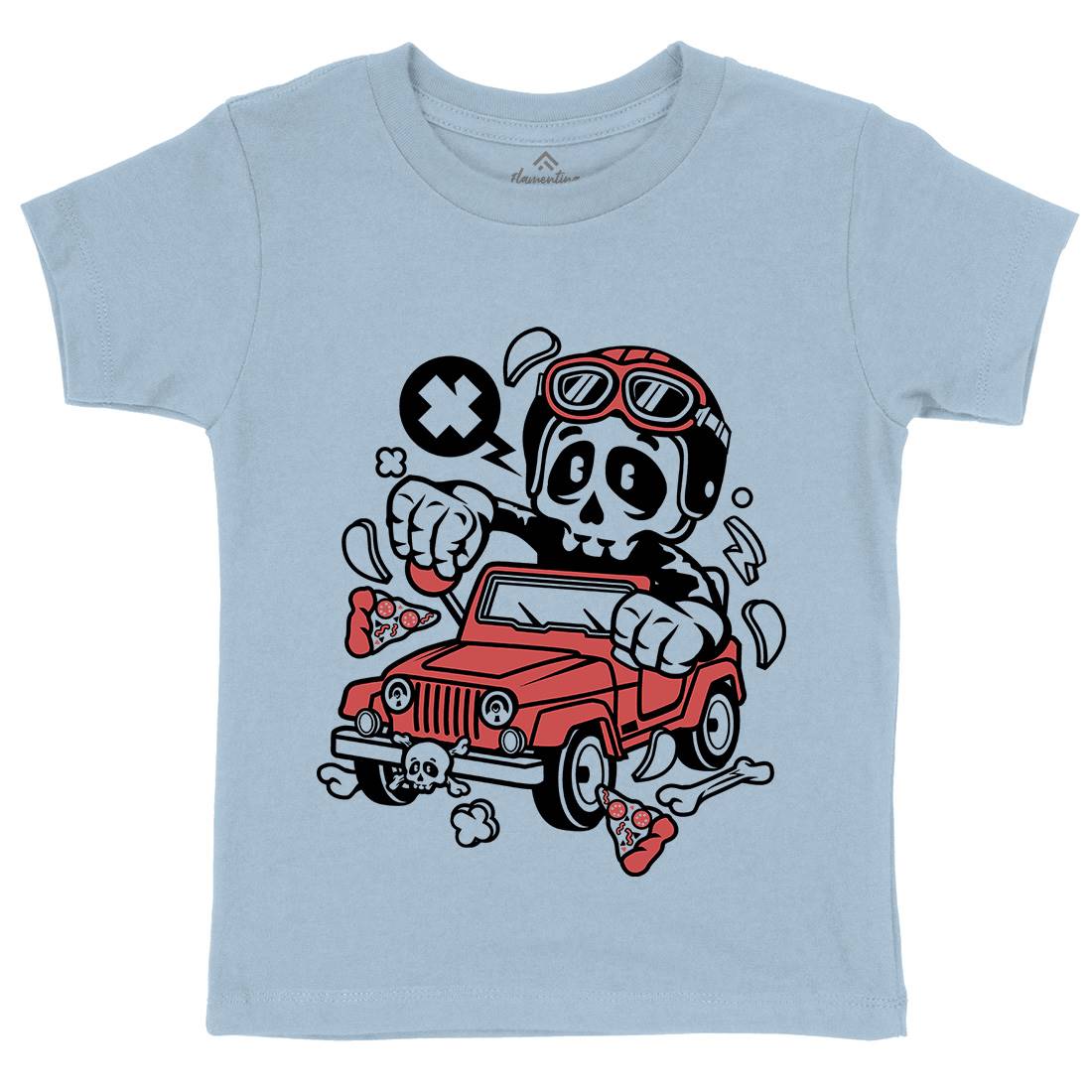 Skull Kids Crew Neck T-Shirt Cars C239