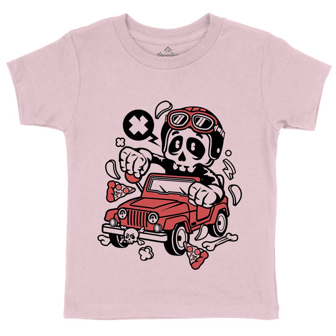 Skull Kids Crew Neck T-Shirt Cars C239