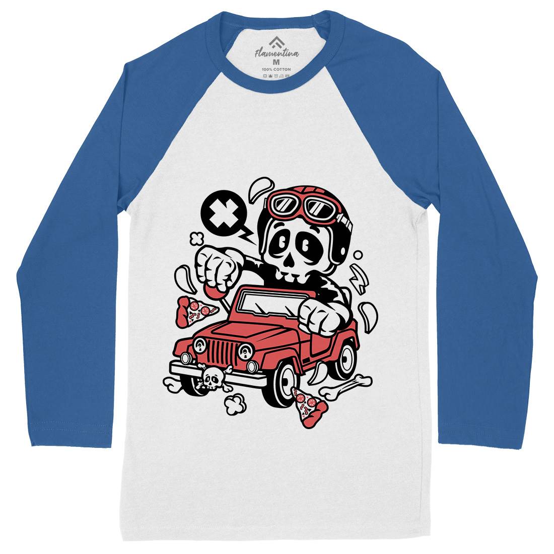 Skull  Mens Long Sleeve Baseball T-Shirt Cars C239