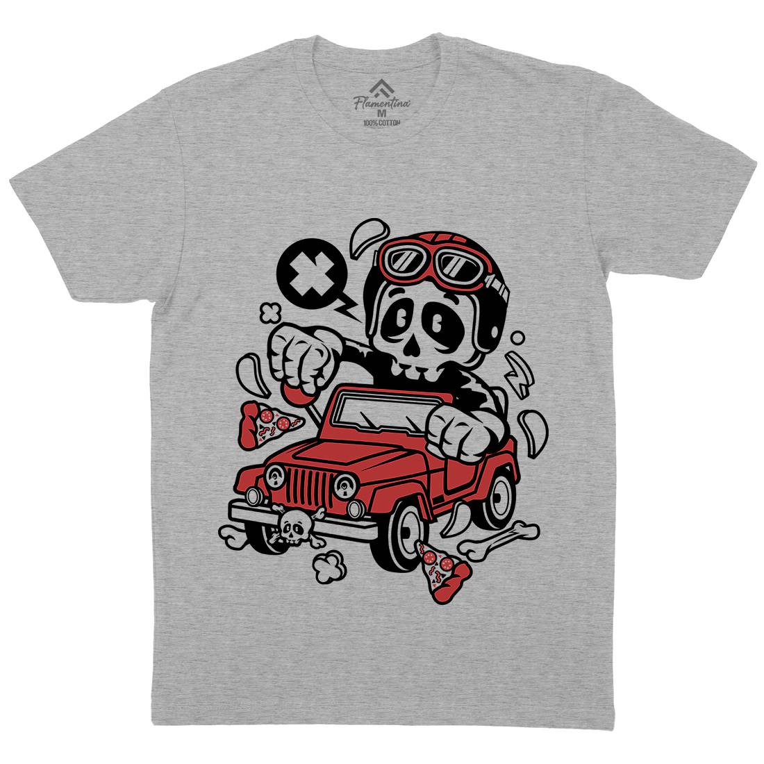 Skull  Mens Organic Crew Neck T-Shirt Cars C239