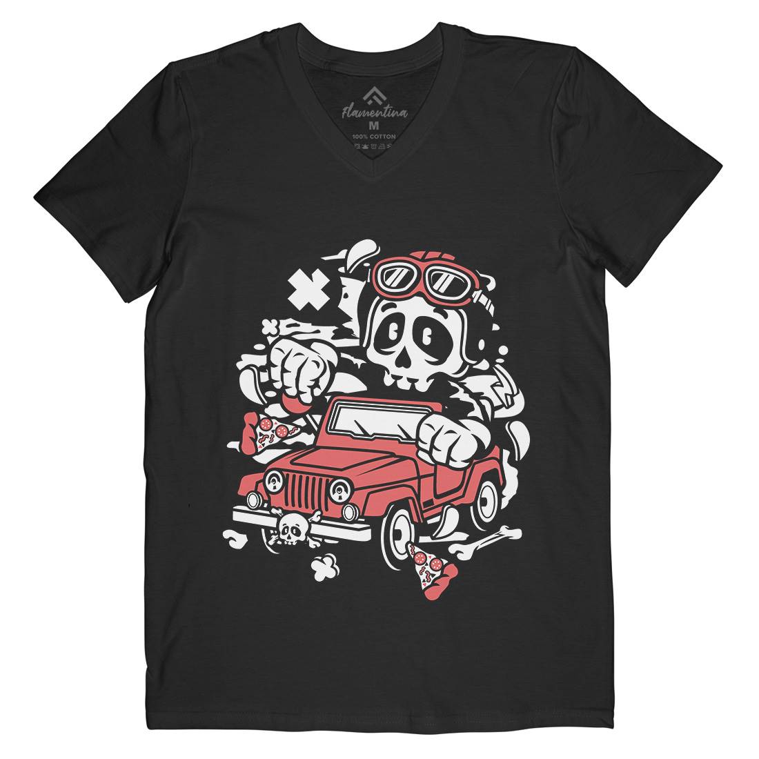 Skull  Mens V-Neck T-Shirt Cars C239