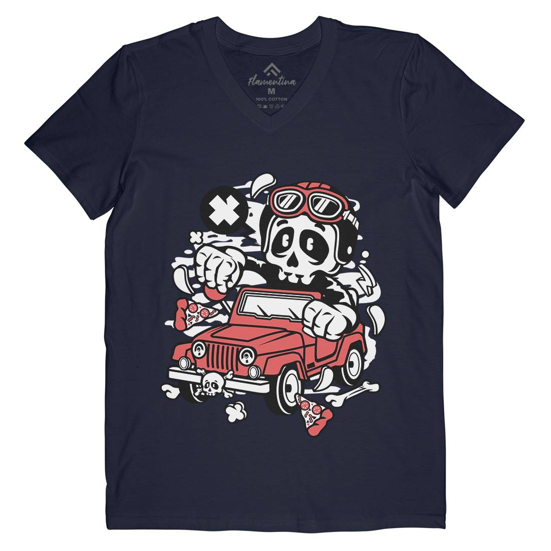 Skull  Mens Organic V-Neck T-Shirt Cars C239