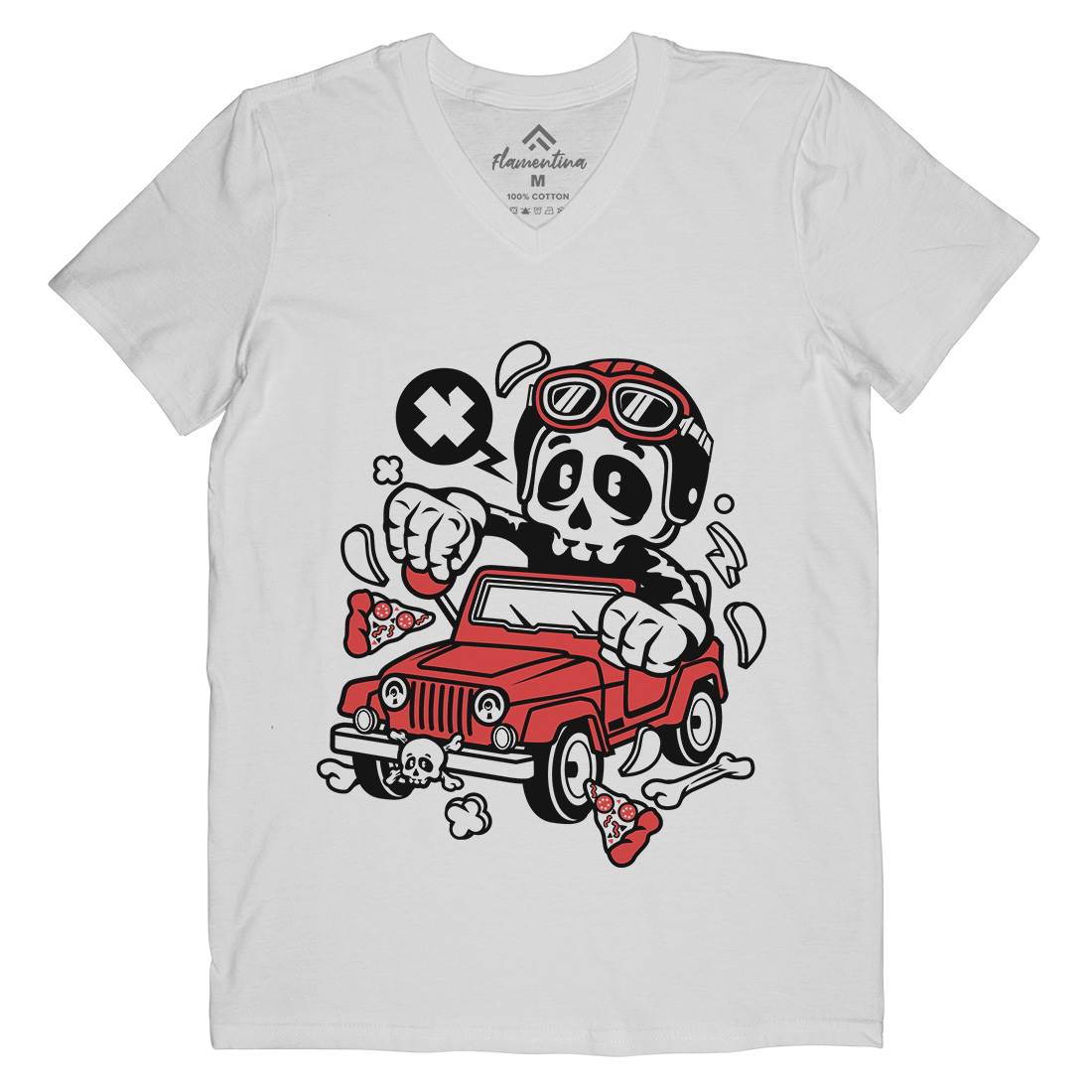 Skull  Mens V-Neck T-Shirt Cars C239