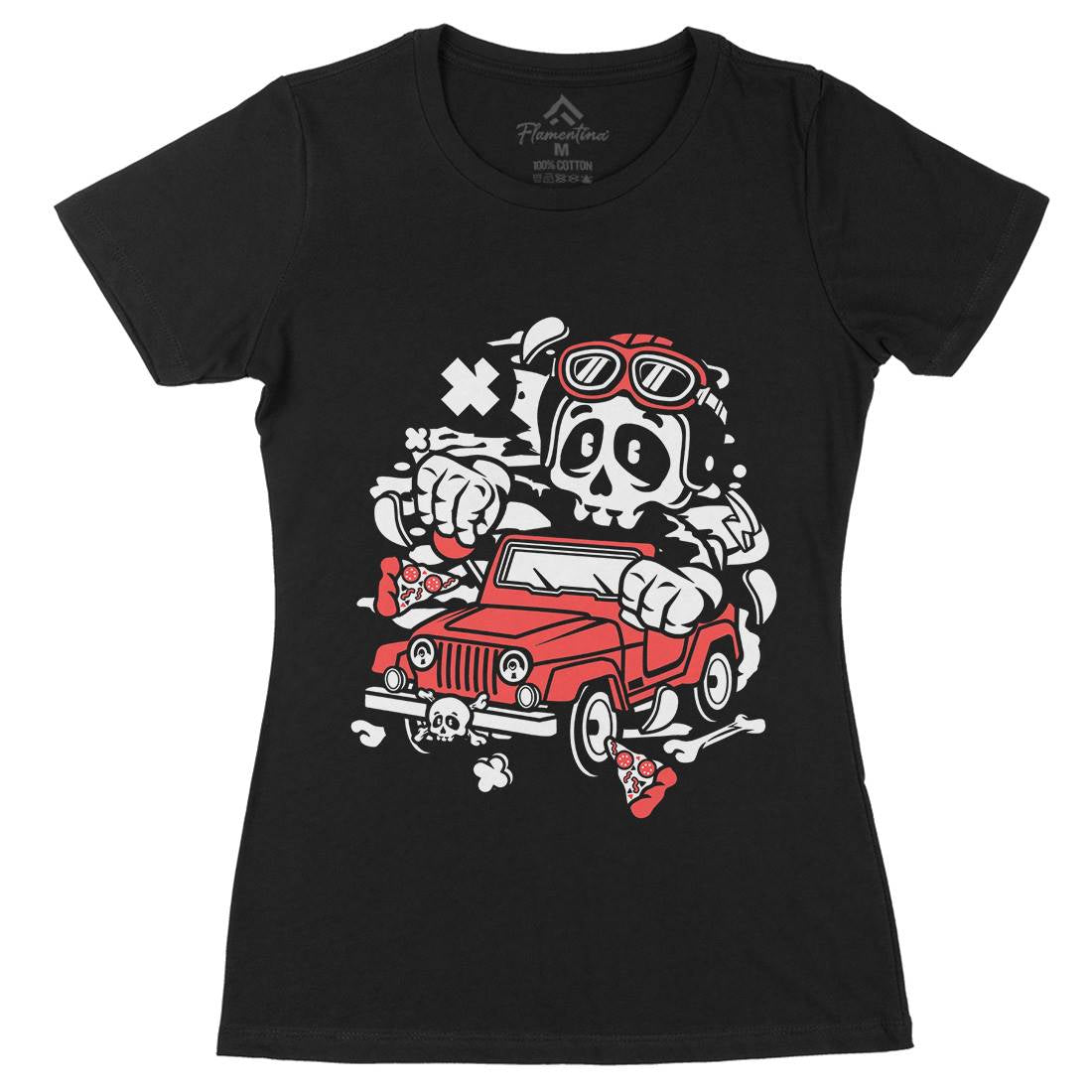 Skull  Womens Organic Crew Neck T-Shirt Cars C239