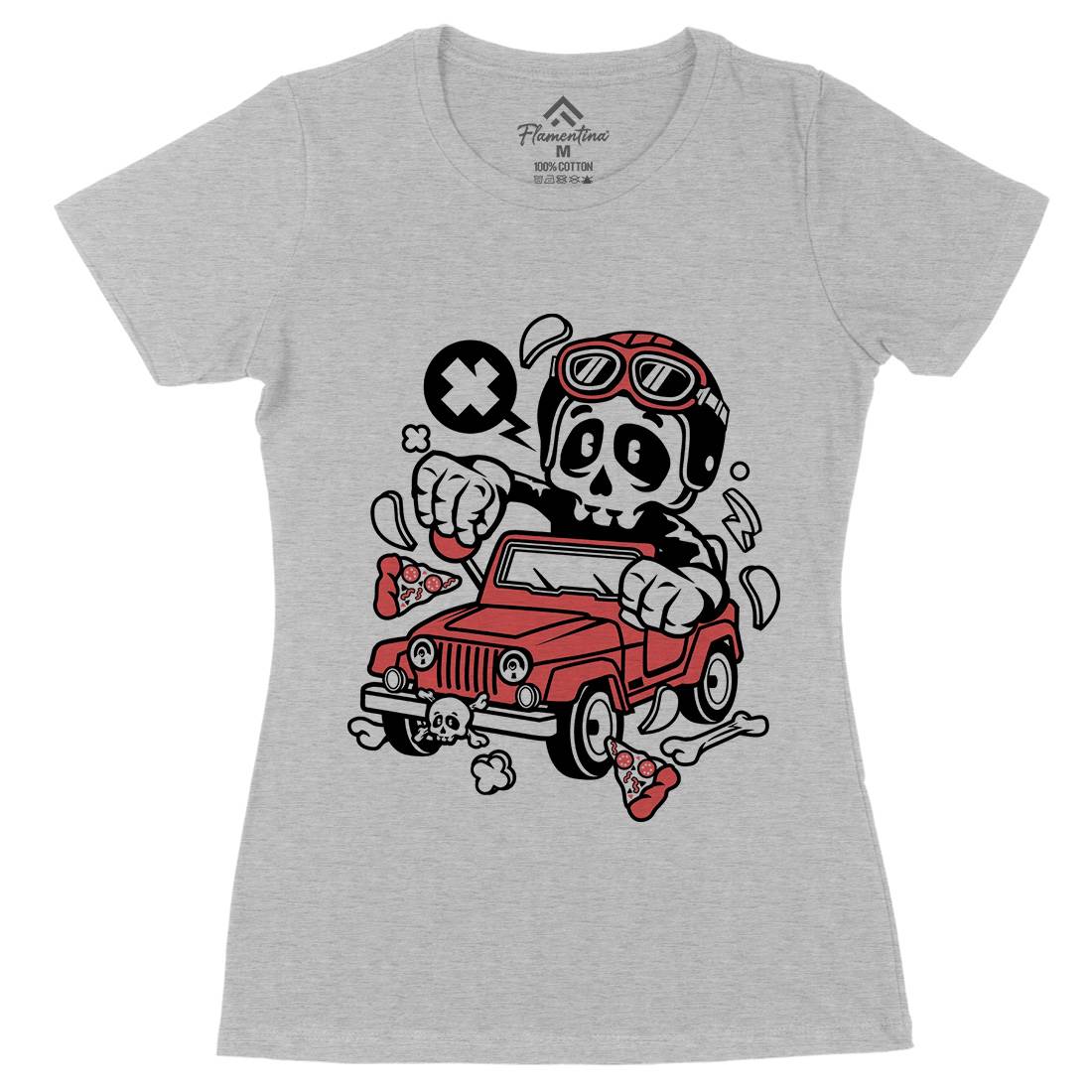 Skull  Womens Organic Crew Neck T-Shirt Cars C239