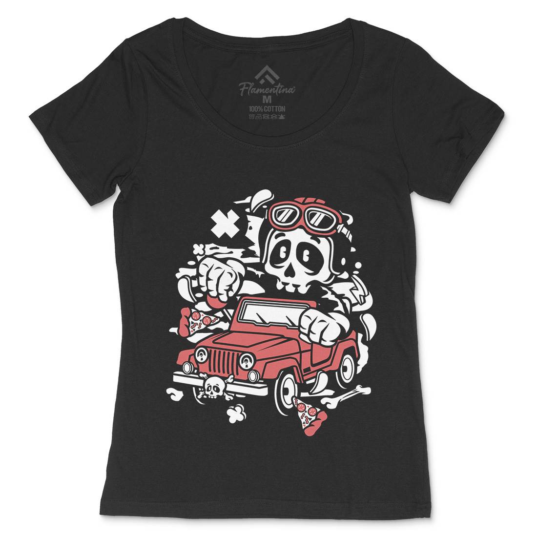 Skull  Womens Scoop Neck T-Shirt Cars C239