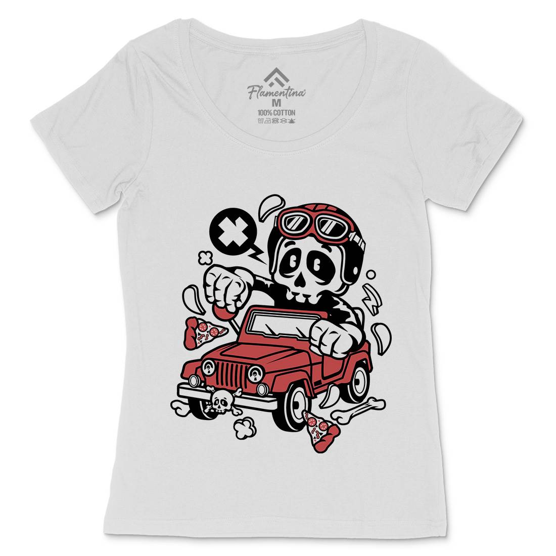Skull  Womens Scoop Neck T-Shirt Cars C239