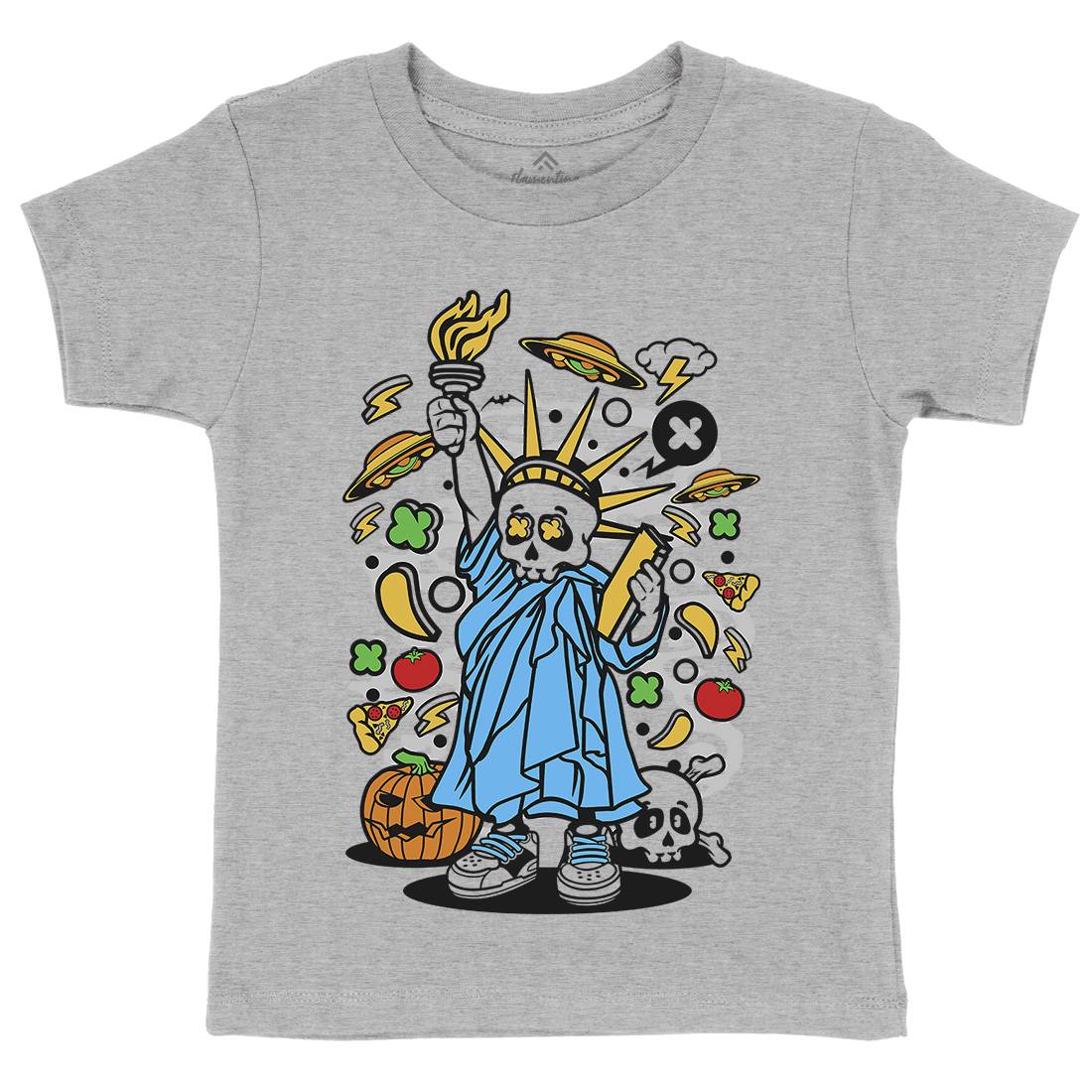 Skull Liberty Kids Crew Neck T-Shirt Peace C240