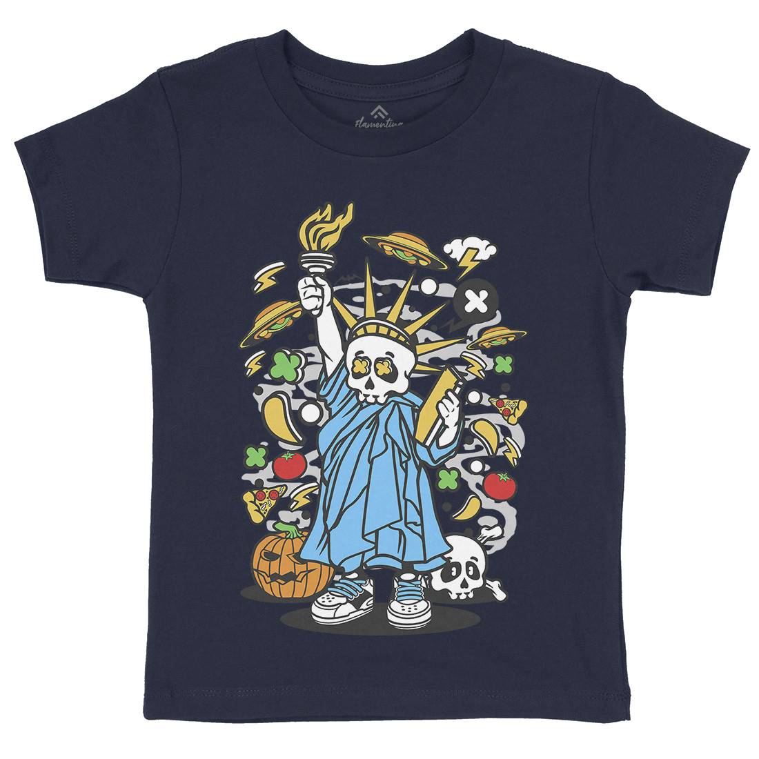 Skull Liberty Kids Organic Crew Neck T-Shirt Peace C240