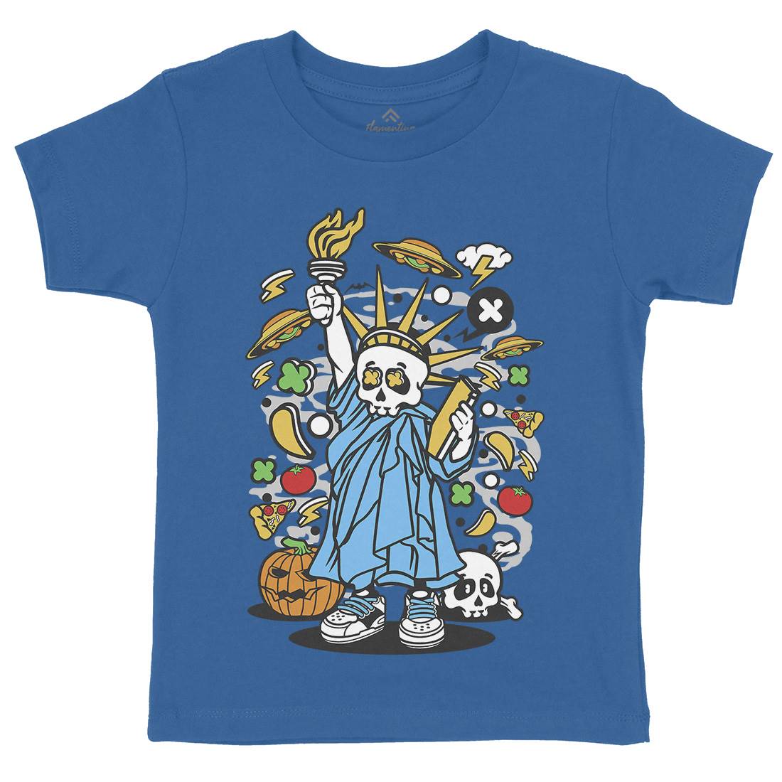 Skull Liberty Kids Crew Neck T-Shirt Peace C240