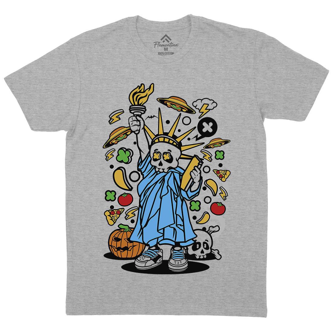 Skull Liberty Mens Crew Neck T-Shirt Peace C240