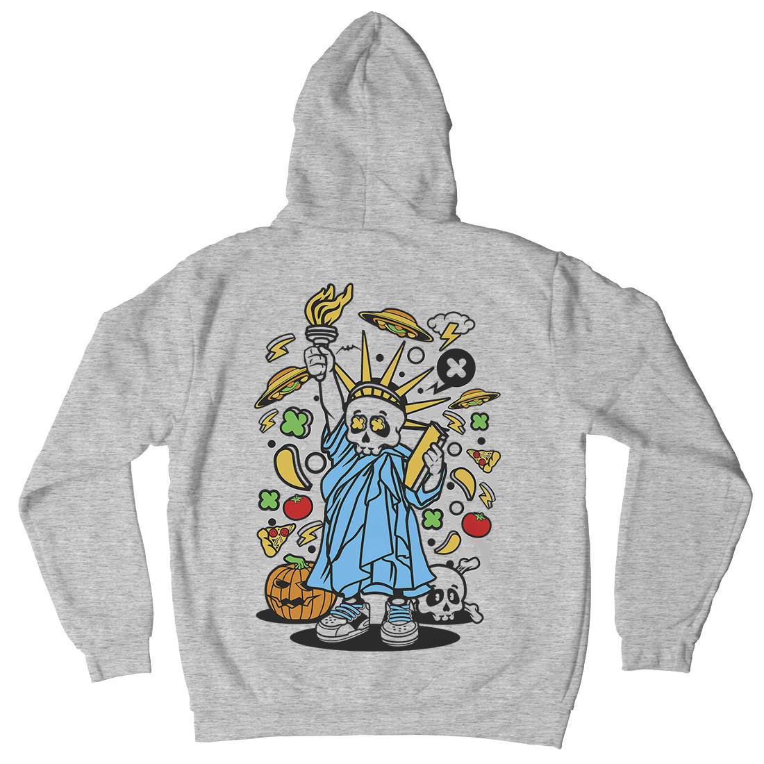 Skull Liberty Mens Hoodie With Pocket Peace C240