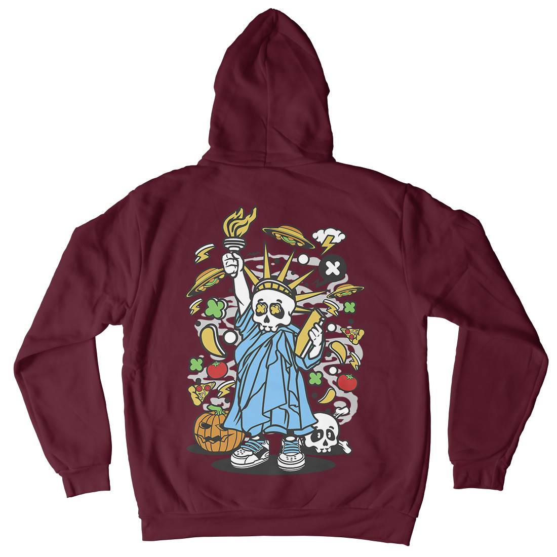 Skull Liberty Mens Hoodie With Pocket Peace C240