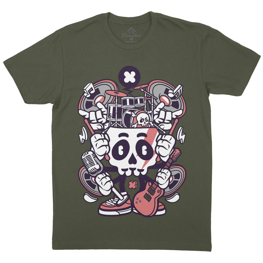 Skull Of Rock Mens Organic Crew Neck T-Shirt Music C241