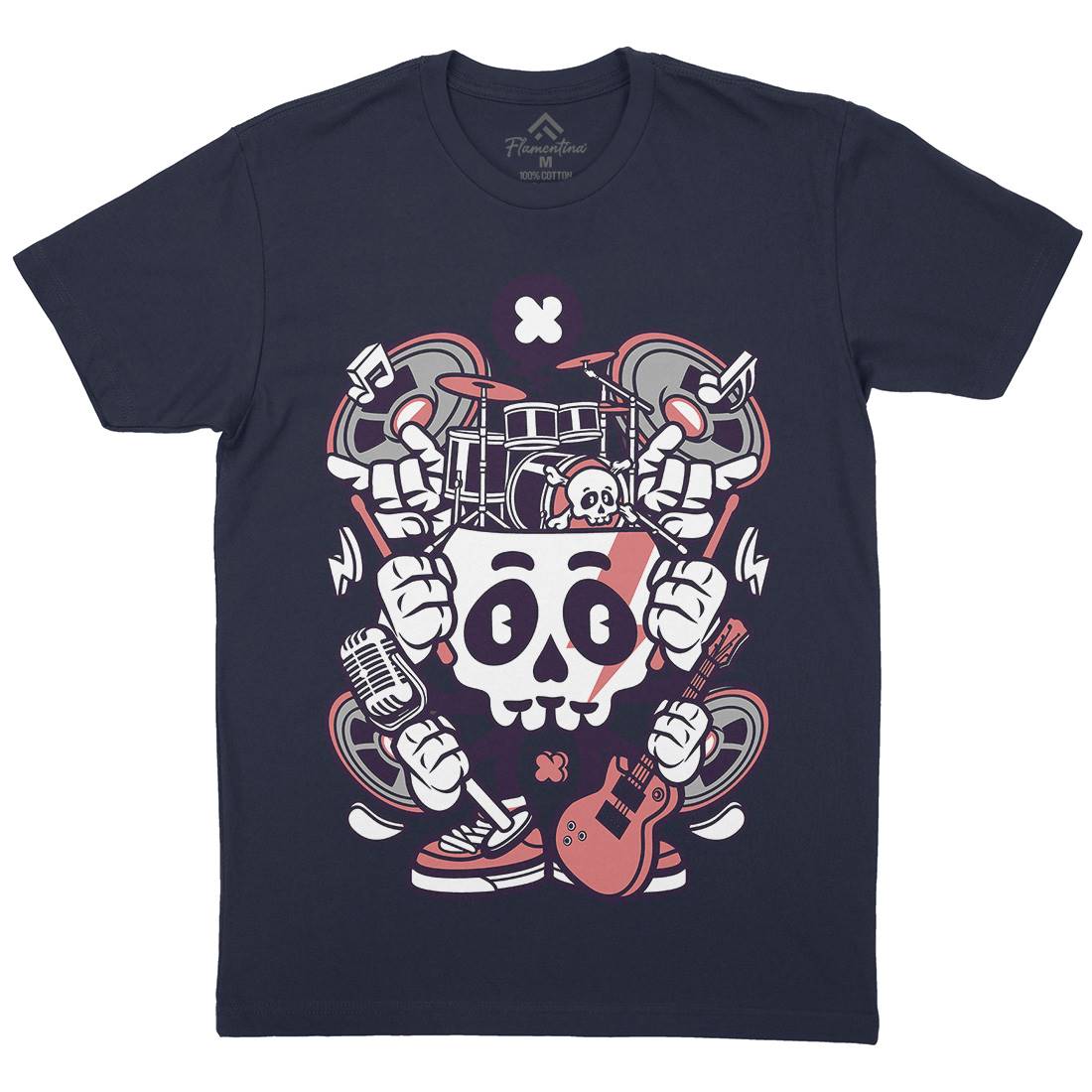 Skull Of Rock Mens Crew Neck T-Shirt Music C241