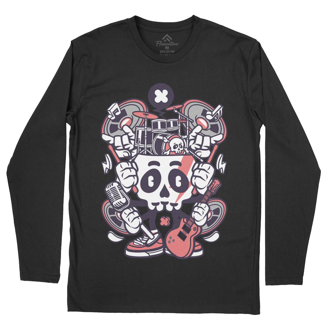 Skull Of Rock Mens Long Sleeve T-Shirt Music C241