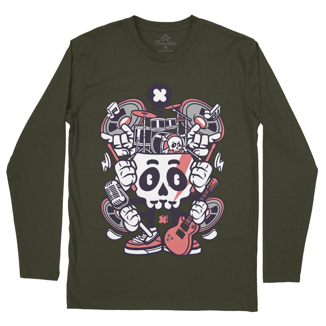 Skull Of Rock Mens Long Sleeve T-Shirt Music C241