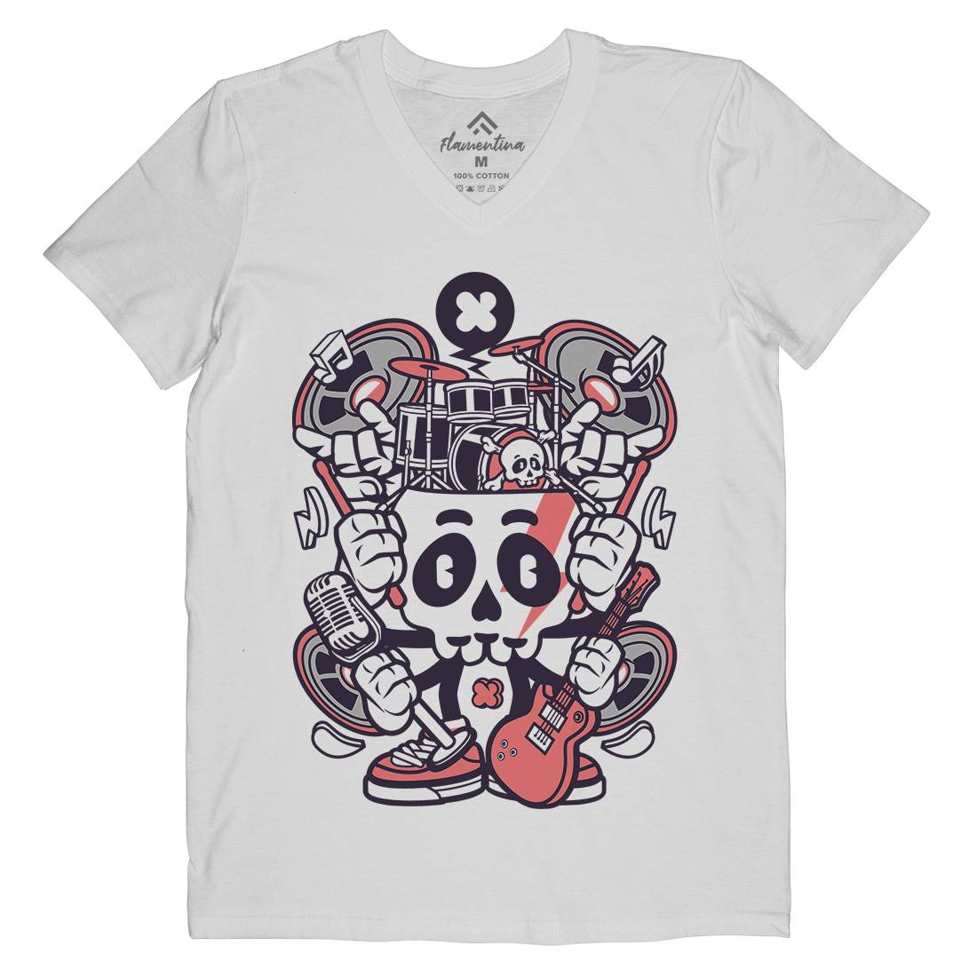Skull Of Rock Mens V-Neck T-Shirt Music C241