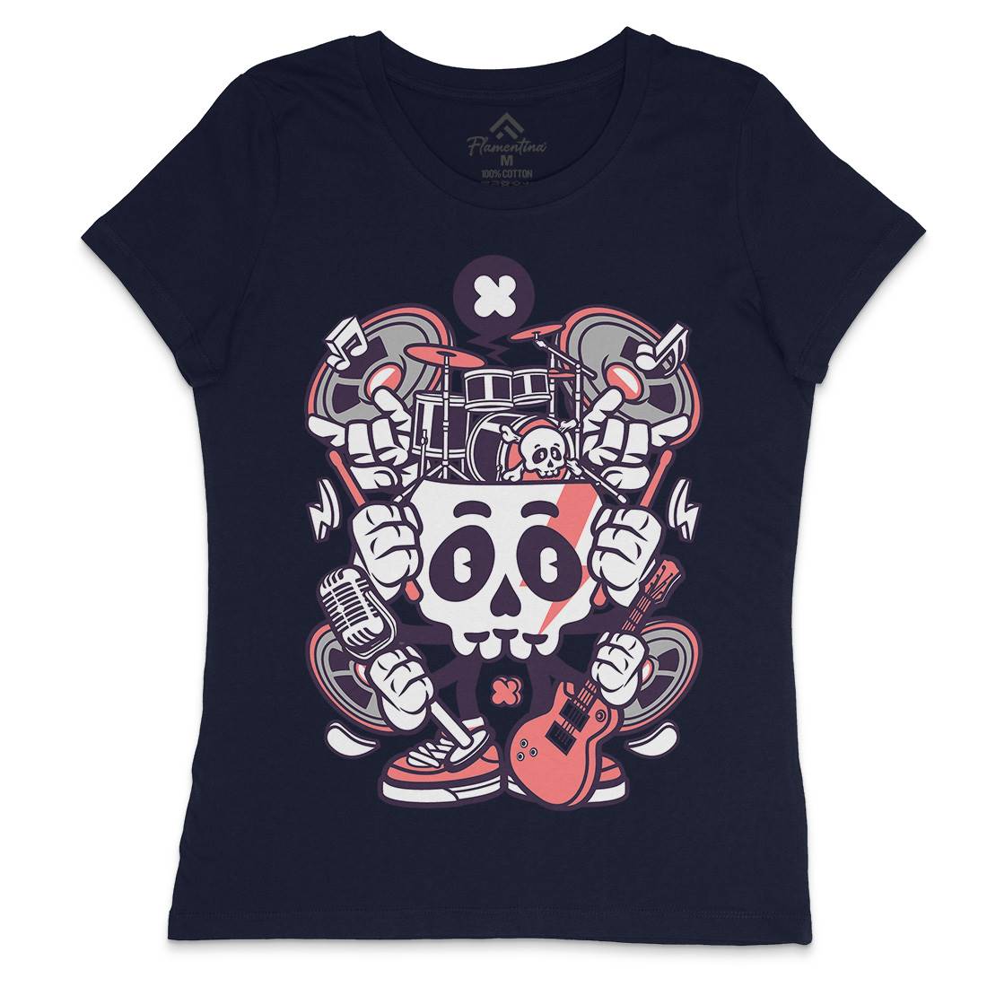 Skull Of Rock Womens Crew Neck T-Shirt Music C241