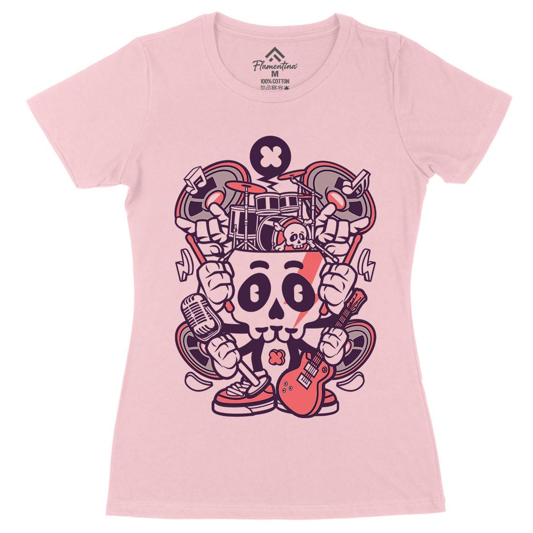 Skull Of Rock Womens Organic Crew Neck T-Shirt Music C241