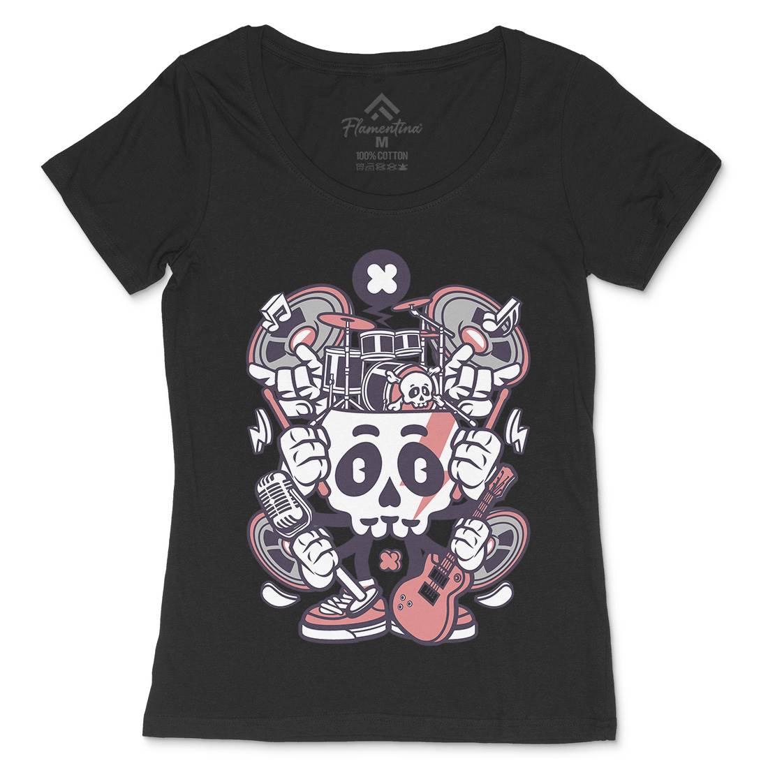 Skull Of Rock Womens Scoop Neck T-Shirt Music C241
