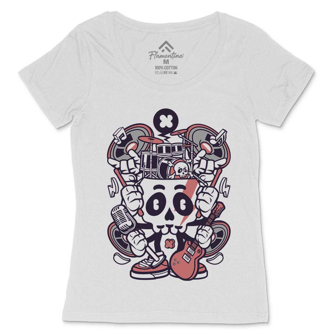 Skull Of Rock Womens Scoop Neck T-Shirt Music C241