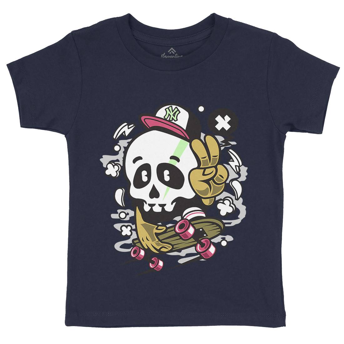 Skull Peace Skateboarding Kids Organic Crew Neck T-Shirt Skate C242