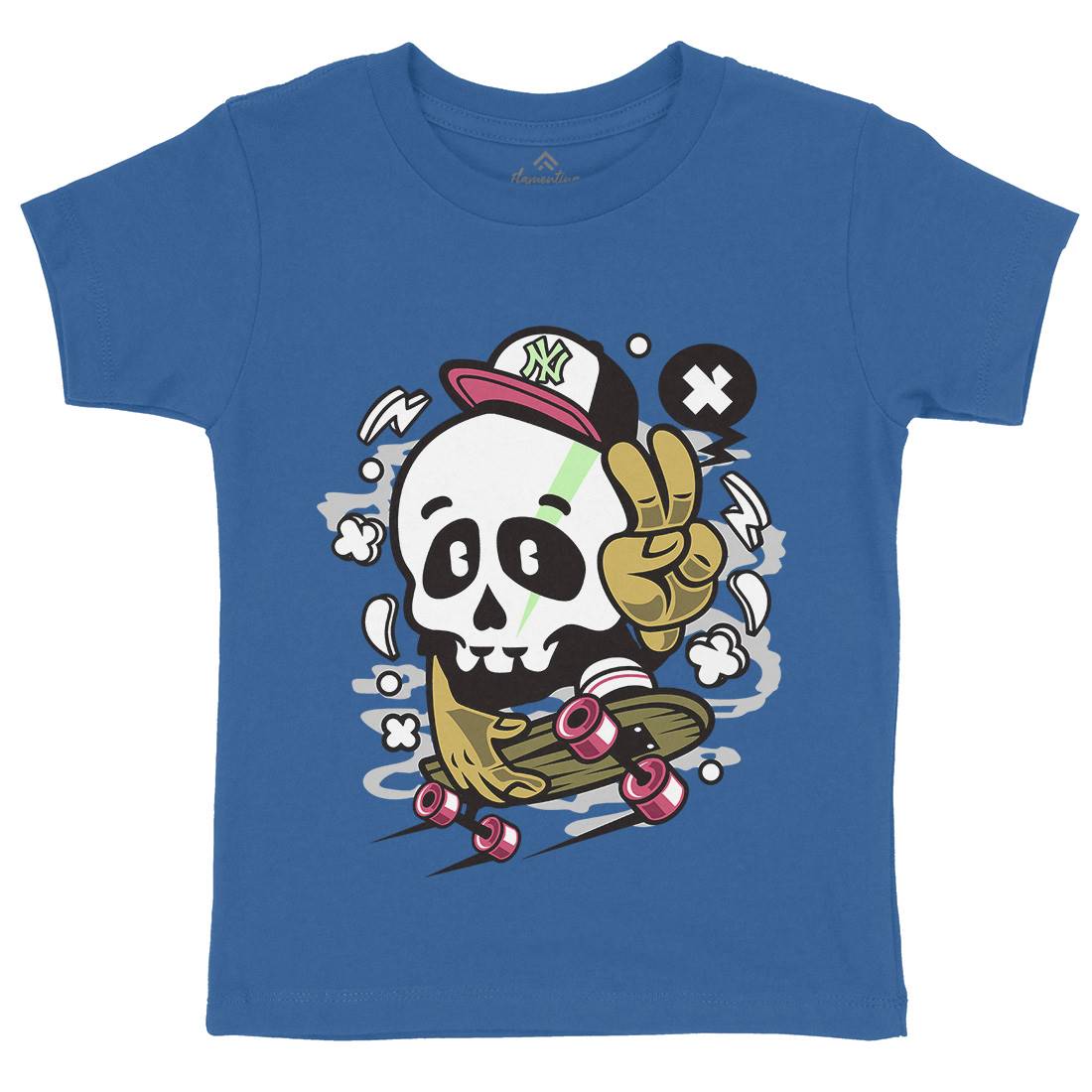 Skull Peace Skateboarding Kids Crew Neck T-Shirt Skate C242
