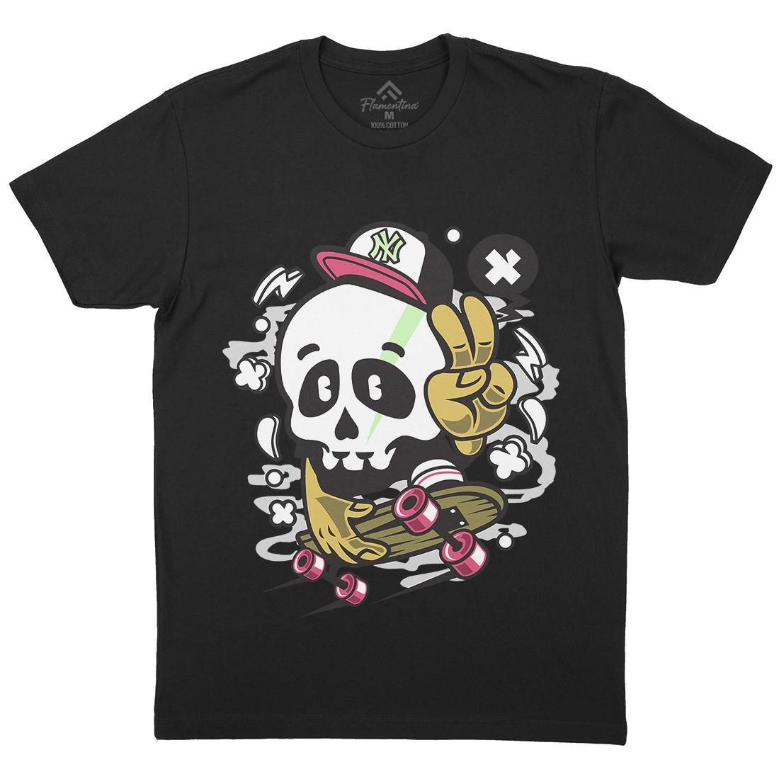 Skull Peace Skateboarding Mens Crew Neck T-Shirt Skate C242