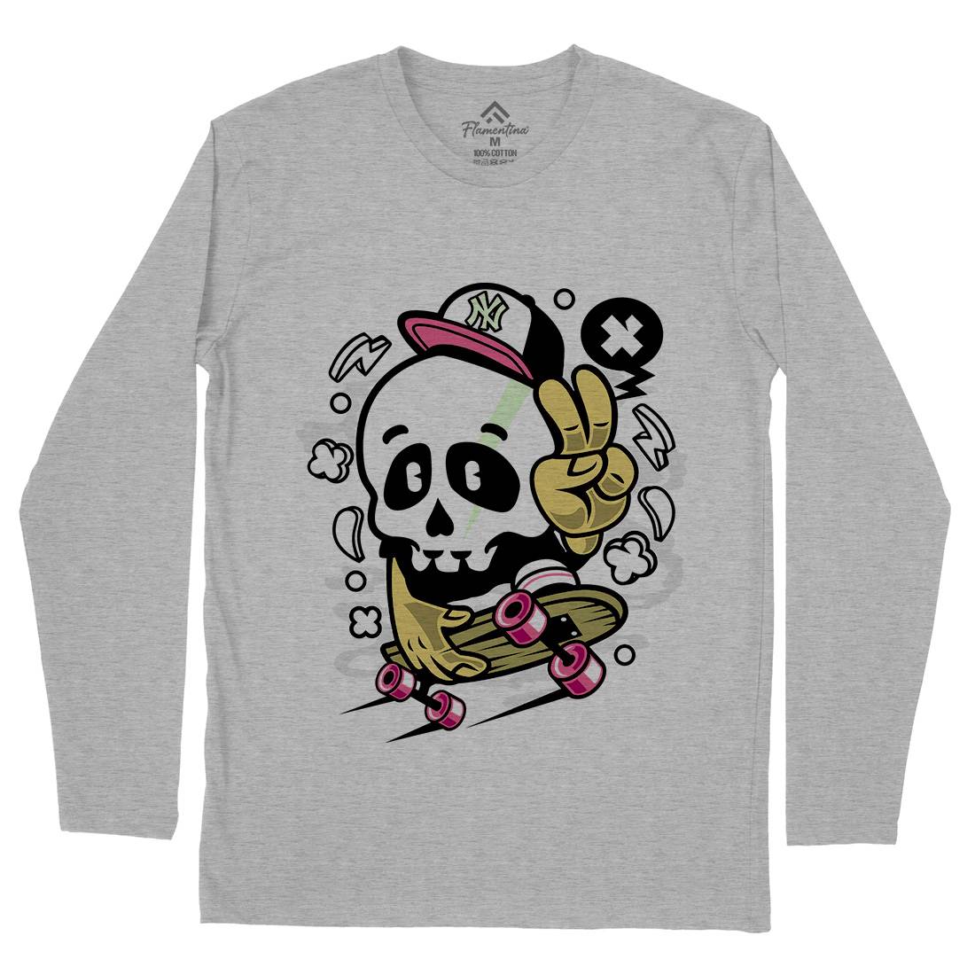 Skull Peace Skateboarding Mens Long Sleeve T-Shirt Skate C242
